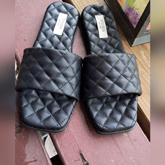 Steven New York Black Quilted Women's Slides Size 8 - Picture 7 of 7